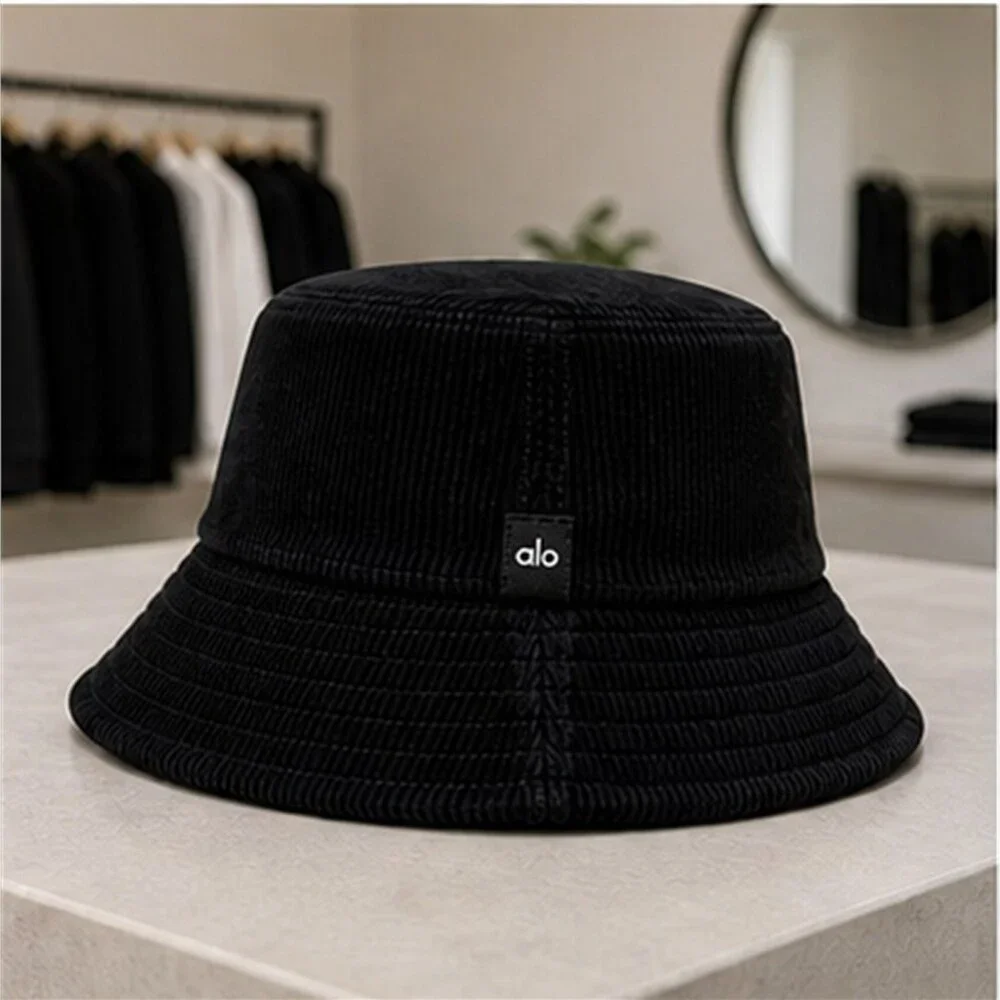 ALO Yoga Black Gym Bucket Hat Logo